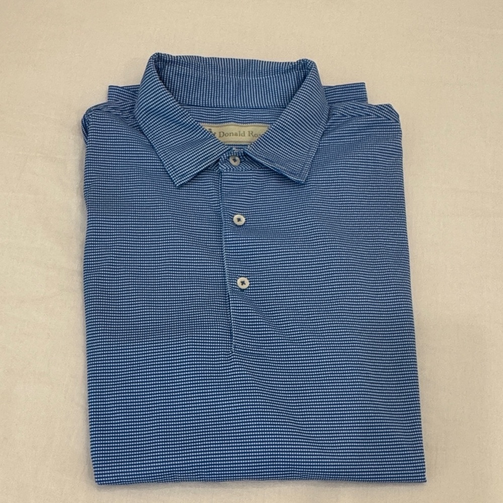 Men's Donald Ross Blue Small-Pattered Polo Shirt